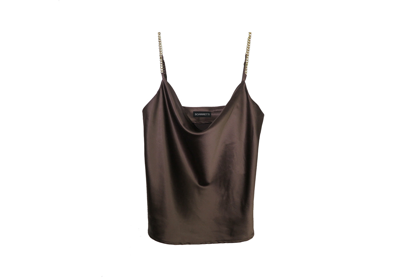 Chocolate Satin Cowl Neck Top