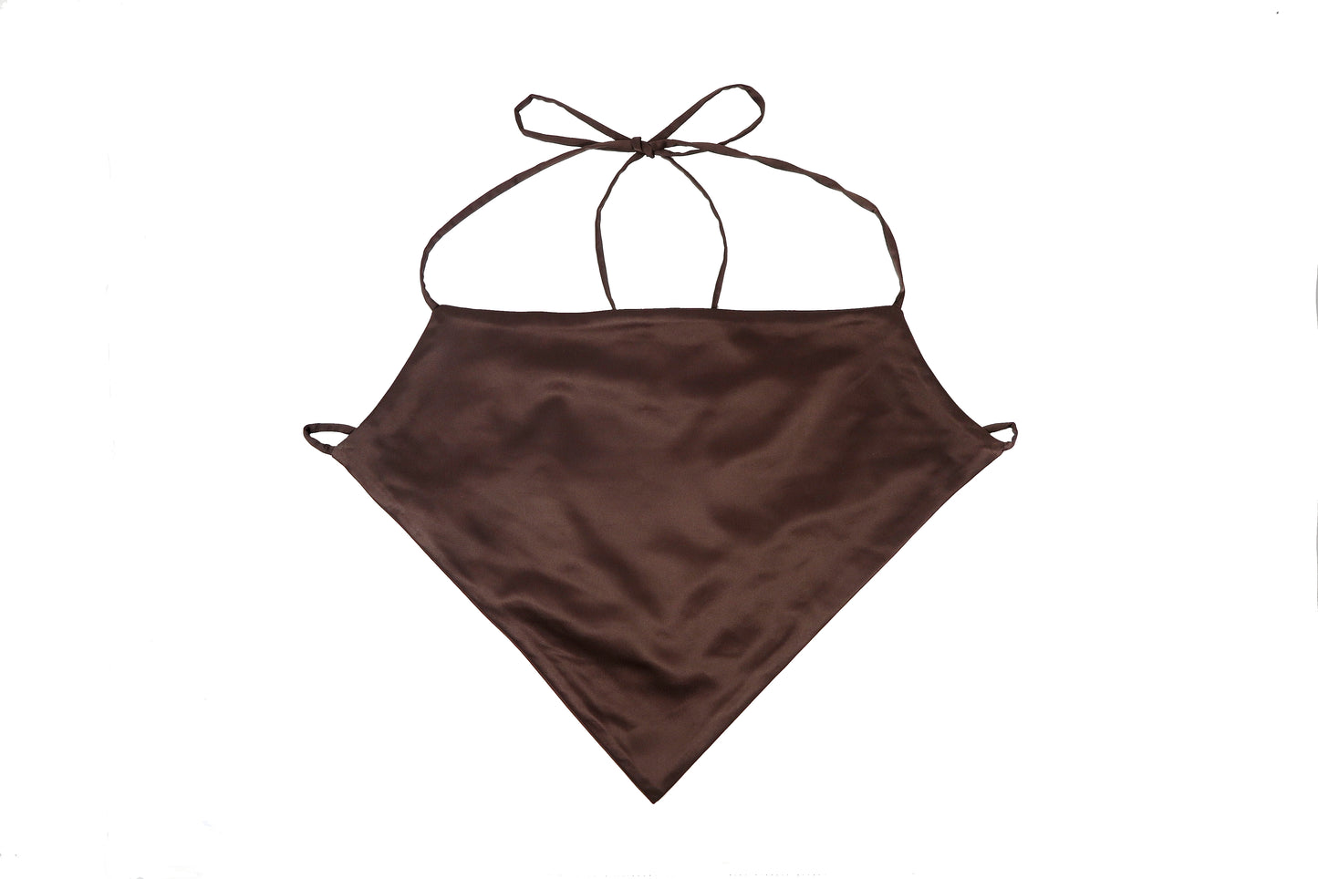 Chocolate Satin Backless Bandana Top