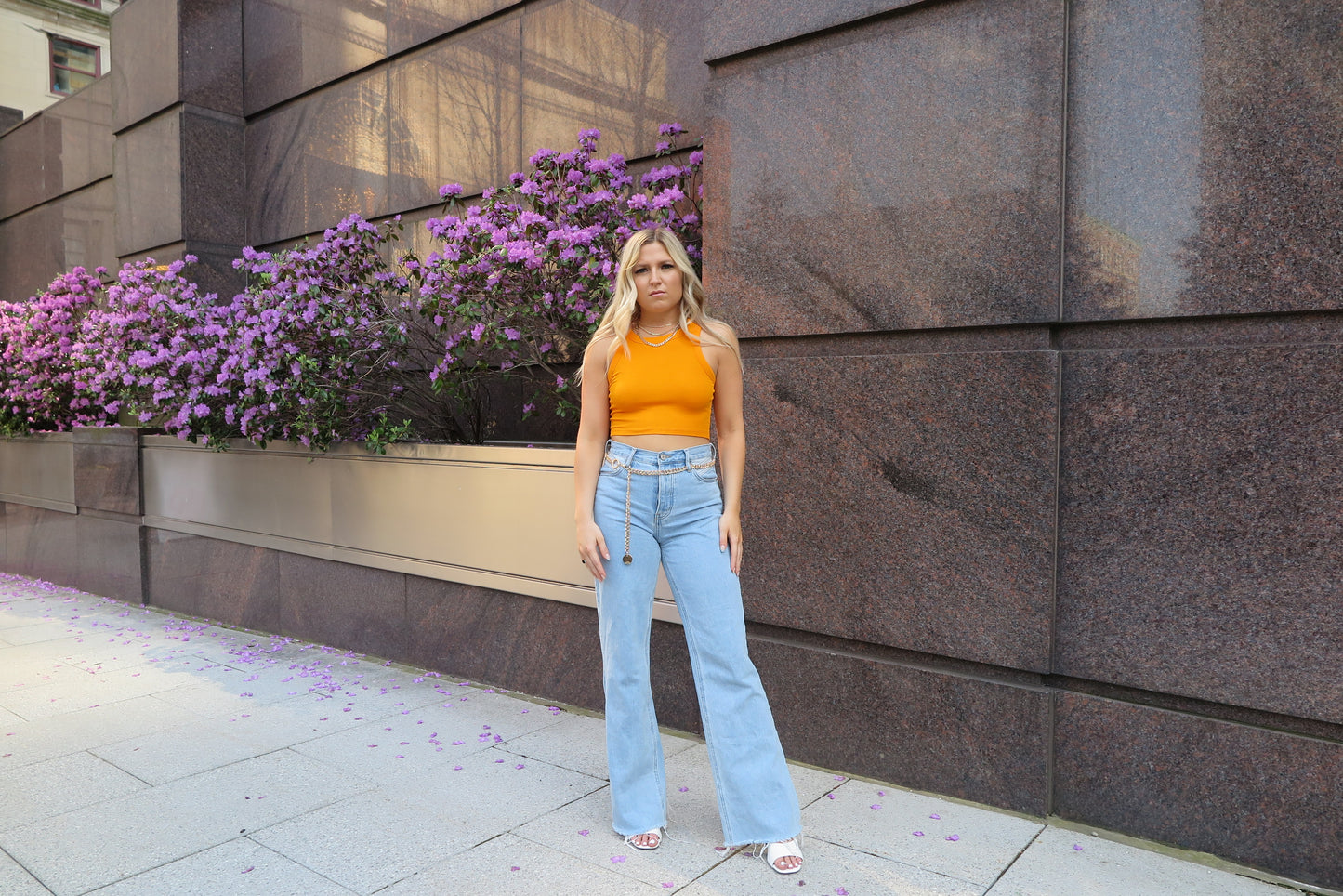 Tangerine Rib Knit Crop Top