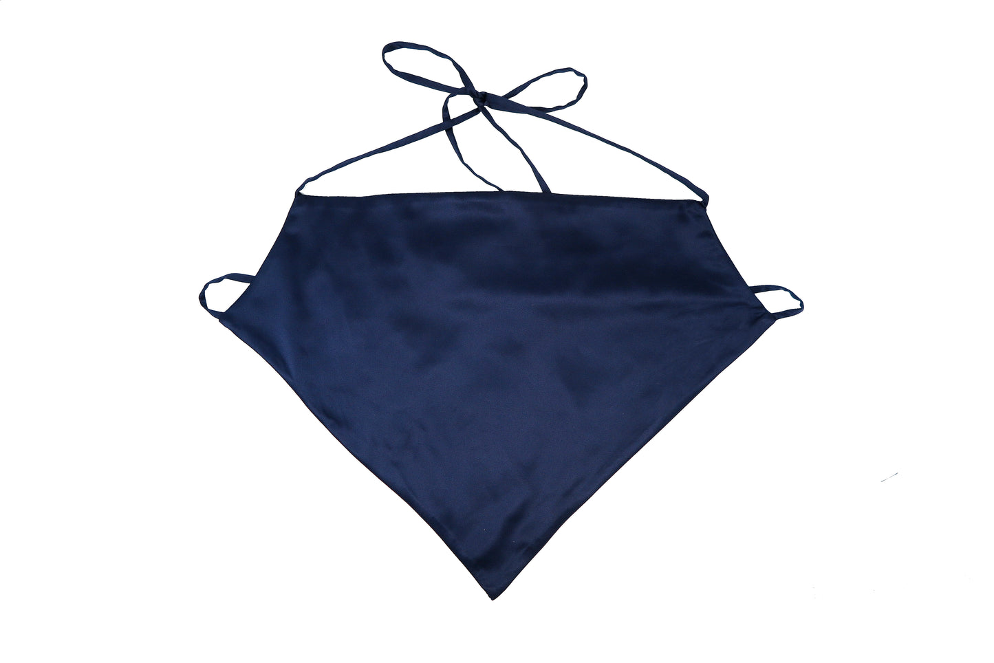 Navy Satin Backless Bandana Top